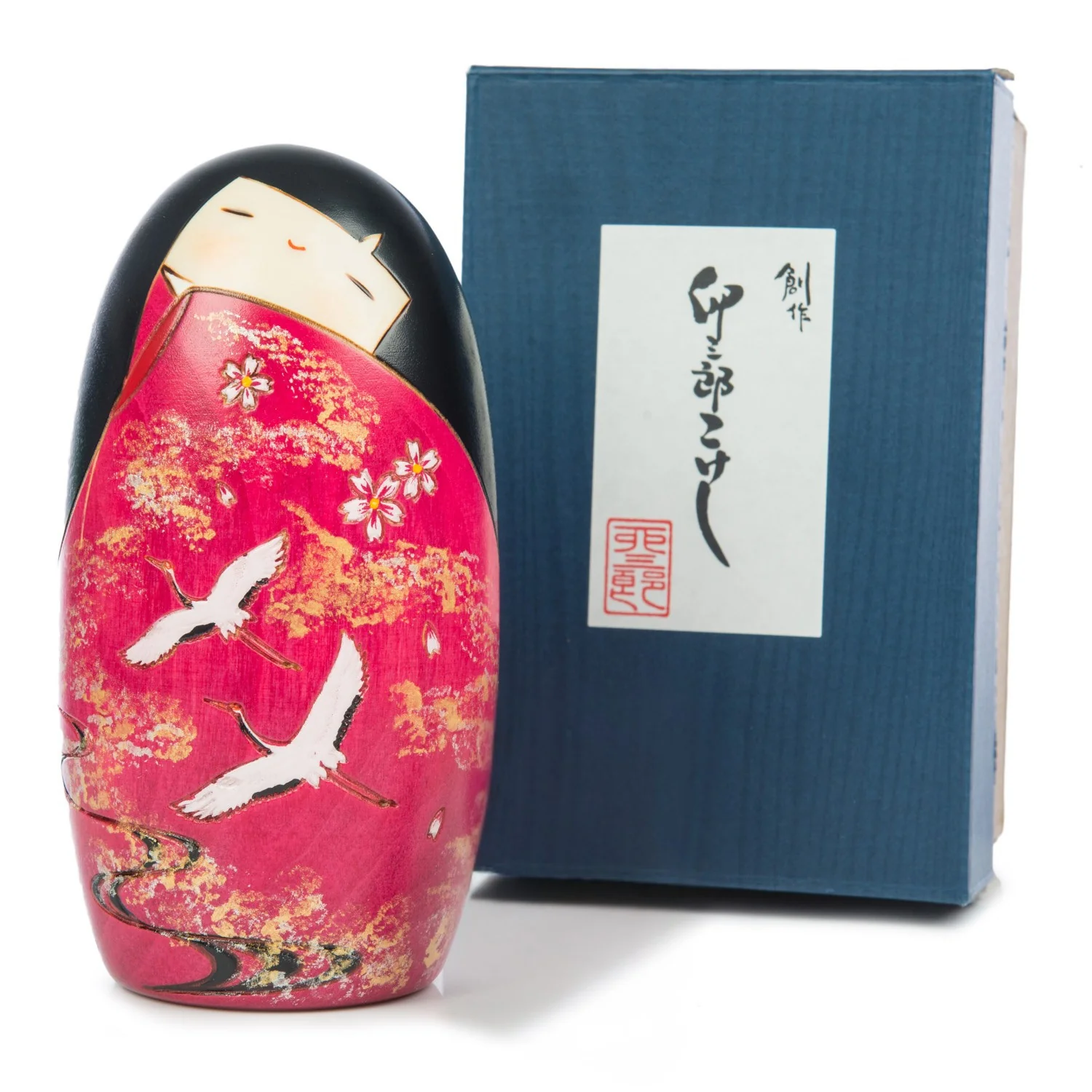 Two Cranes in Love Japanese Kokeshi Doll - Image 3